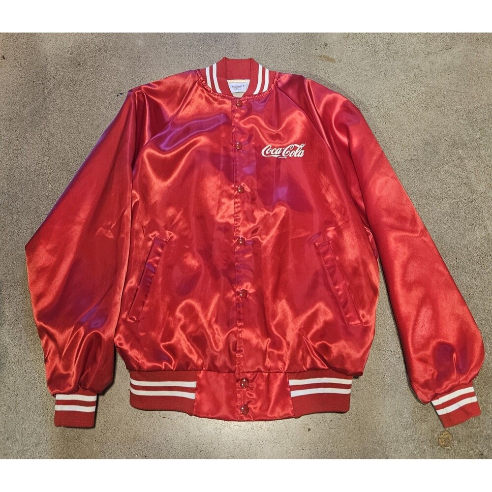 VTG Auburn Sportswear Coca-Cola Medium Jacket Satin Promo Chalkline L